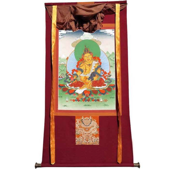 Yellow Jambhala - Tibetan thangka painting, view 7