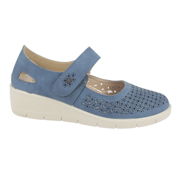 Zapato Chalada Mujer Cona-1 Azul Casual Tacones Bajos Chalada
