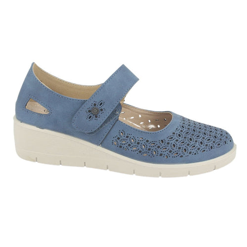 Zapato Chalada Mujer Cona-1 Azul Casual Tacones Bajos Chalada