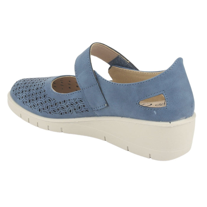 Zapato Chalada Mujer Cona-1 Azul Casual Tacones Bajos Chalada