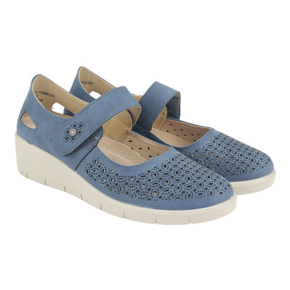Zapato Chalada Mujer Cona-1 Azul Casual Tacones Bajos Chalada