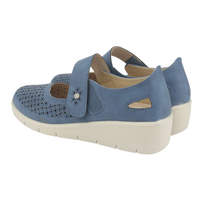 Zapato Chalada Mujer Cona-1 Azul Casual Tacones Bajos Chalada
