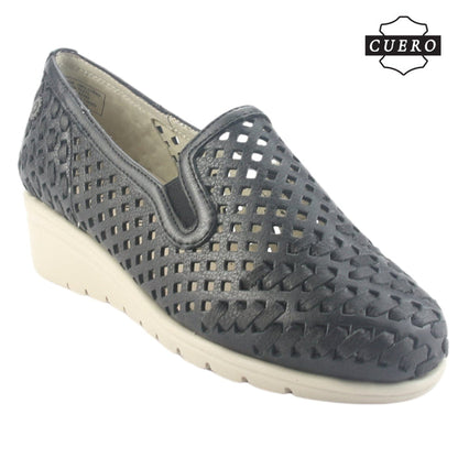 Zapato de Cuero Chalada Mujer Crose-1 Negro Casual Zapatos Planos Comfort Chalada