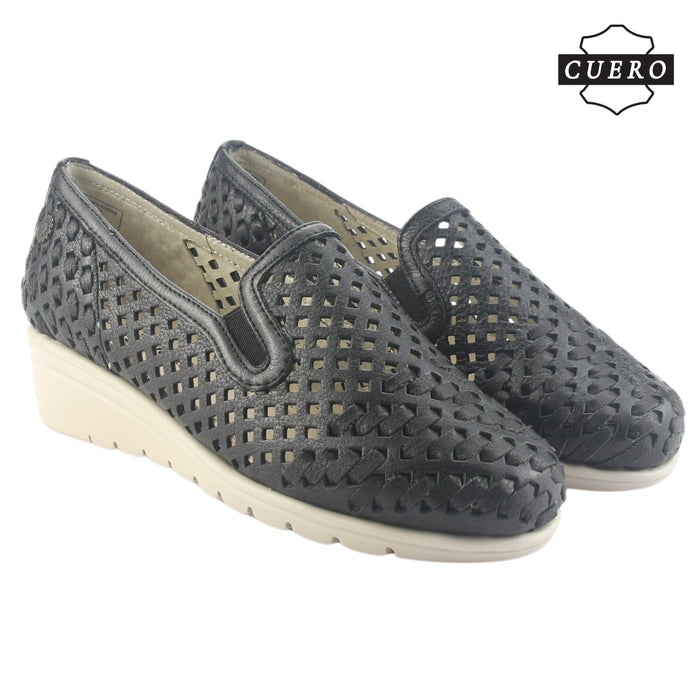 Zapato de Cuero Chalada Mujer Crose-1 Negro Casual Zapatos Planos Comfort Chalada