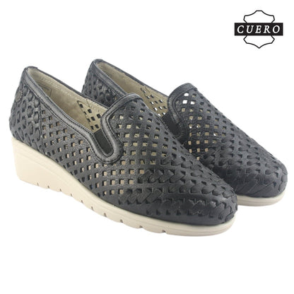 Zapato de Cuero Chalada Mujer Crose-1 Negro Casual Zapatos Planos Comfort Chalada