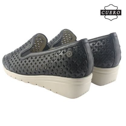 Zapato de Cuero Chalada Mujer Crose-1 Negro Casual Zapatos Planos Comfort Chalada